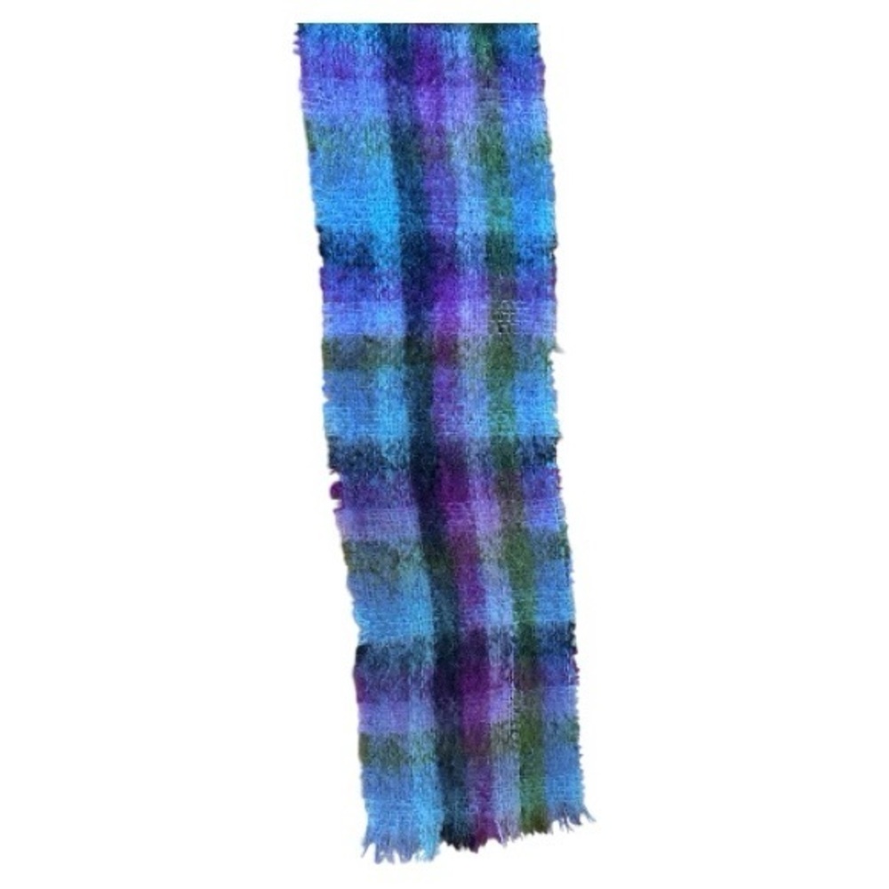 Donegal, made in Ireland, 70% mohair, 30% wool, 100% pure new wool, Plaid Scarf